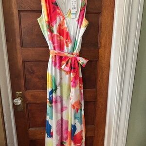 Floral Midi Sleeveless Dress by Leslie Fay